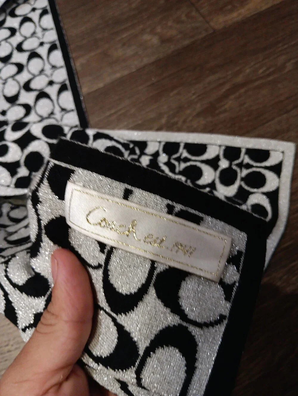 Coach Black & White Signature Jacquard Scarf